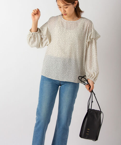 NOLLEY’S(ノーリーズ)の「ドットプリントブラウス(シャツ/ブラウス・レディース・ブラック系その他4/ホワイト系その他5・36/38)」の6枚目の写真