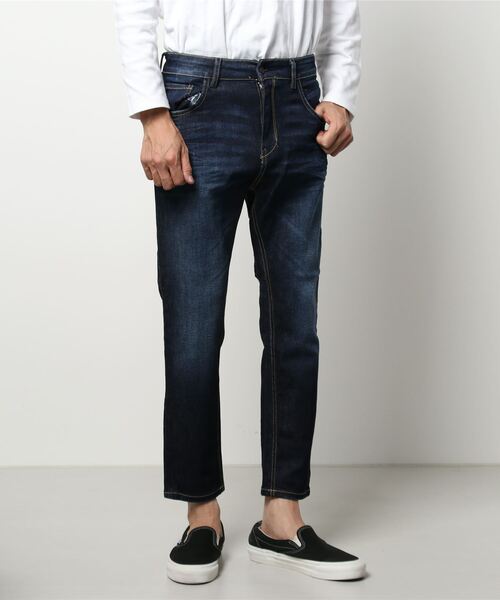 SISLEY(シスレー)の「クロップドスリムデニムパンツ(DARWIN)(デニムパンツ・メンズ・インディゴブルー・32inch/30 inch/31inch/29inch/33inch)」の1枚目の写真