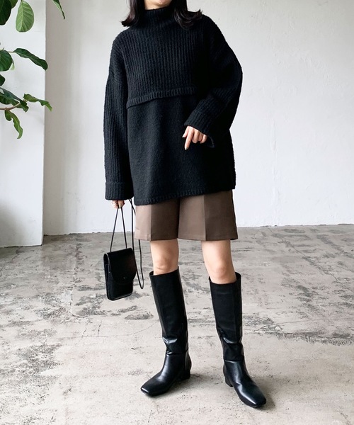 LIAN（リアン）の「スクエアトゥロングブーツ（ブーツ・レディース・ブラック/ブラウン・SMALL/MEDIUM/LARGE）」の10枚目の写真