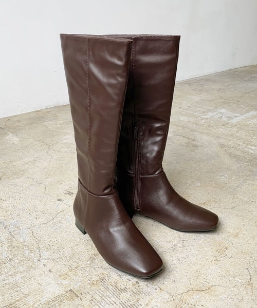 LIAN（リアン）の「スクエアトゥロングブーツ（ブーツ・レディース・ブラック/ブラウン・SMALL/MEDIUM/LARGE）」の13枚目の写真