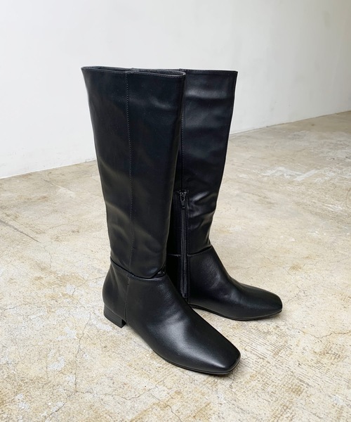 LIAN（リアン）の「スクエアトゥロングブーツ（ブーツ・レディース・ブラック/ブラウン・SMALL/MEDIUM/LARGE）」の15枚目の写真