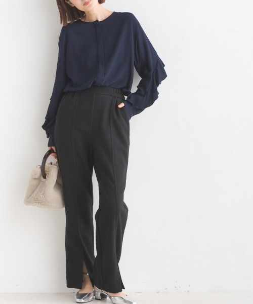 OMNES Supremo（オムネス　スプレモ）の「圧縮ジャージ裾スリットパンツ（その他パンツ・レディース・ブラック/ブラウン/ベージュ・FREE）」の9枚目の写真