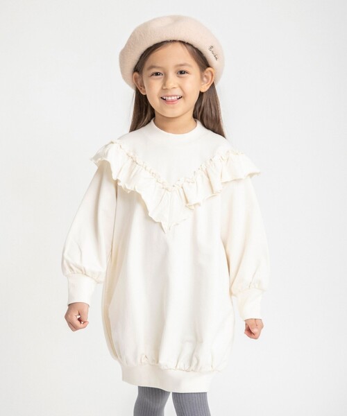 BRANSHES（ブランシェス）の「フリル長袖ワンピース（ワンピース・キッズ・ラベンダー/ブラック/アイボリー・150/100/130/110/90/140/120）」の19枚目の写真