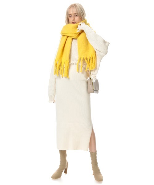 SLY（スライ）の「SIDE SLIT KNIT SK サイドスリット ニット スカート（スカート・レディース・ブラック/ホワイト/ブラウン系その他2・1/2）」の2枚目の写真