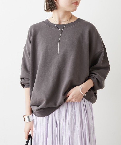 Omekashi(オメカシ)の「(オーガニックコットン)ビッグスウェット(スウェット・レディース・チャコールグレー/ブラウン/アイボリー/オフホワイト/ネイビー・FREE)」の3枚目の写真
