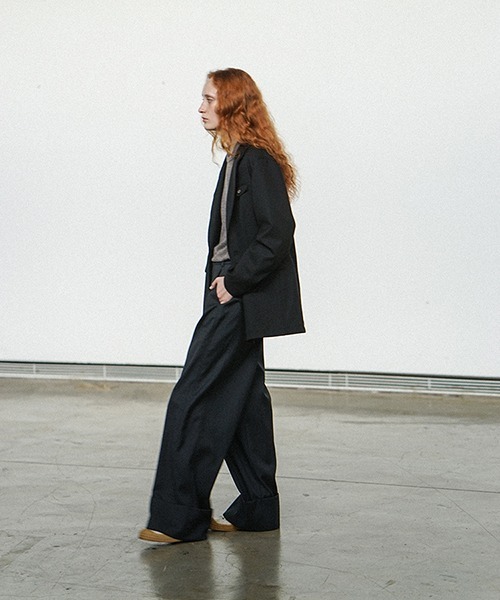 chuclla（チュクラ）の「【LeonoraYang】Box tuck wool wide leg pants chw21a114（その他パンツ・レディース・スモーキーグリーン系/ダークグレー・M/S/L）」の4枚目の写真
