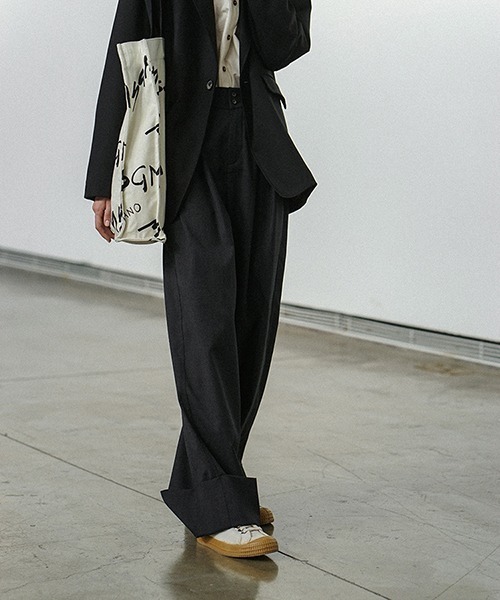 chuclla（チュクラ）の「【LeonoraYang】Box tuck wool wide leg pants chw21a114（その他パンツ・レディース・スモーキーグリーン系/ダークグレー・M/S/L）」の7枚目の写真