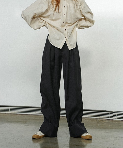 chuclla（チュクラ）の「【LeonoraYang】Box tuck wool wide leg pants chw21a114（その他パンツ・レディース・スモーキーグリーン系/ダークグレー・M/S/L）」の10枚目の写真
