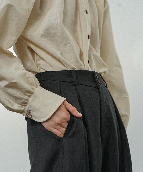 chuclla（チュクラ）の「【LeonoraYang】Box tuck wool wide leg pants chw21a114（その他パンツ・レディース・スモーキーグリーン系/ダークグレー・M/S/L）」の11枚目の写真