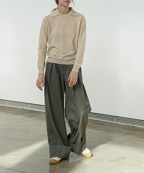 chuclla（チュクラ）の「【LeonoraYang】Box tuck wool wide leg pants chw21a114（その他パンツ・レディース・スモーキーグリーン系/ダークグレー・M/S/L）」の16枚目の写真