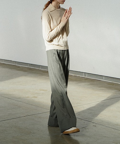 chuclla（チュクラ）の「【LeonoraYang】Box tuck wool wide leg pants chw21a114（その他パンツ・レディース・スモーキーグリーン系/ダークグレー・M/S/L）」の17枚目の写真