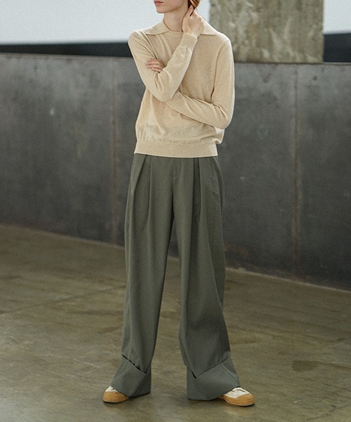 chuclla（チュクラ）の「【LeonoraYang】Box tuck wool wide leg pants chw21a114（その他パンツ・レディース・スモーキーグリーン系/ダークグレー・M/S/L）」の18枚目の写真