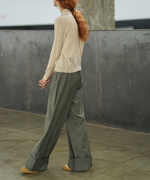 chuclla（チュクラ）の「【LeonoraYang】Box tuck wool wide leg pants chw21a114（その他パンツ・レディース・スモーキーグリーン系/ダークグレー・M/S/L）」の19枚目の写真