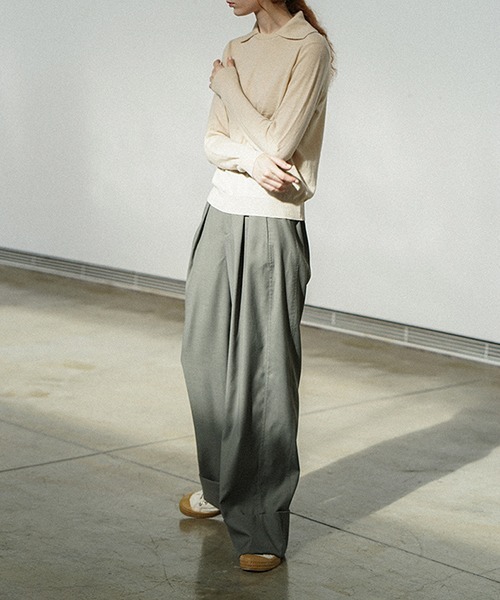 chuclla（チュクラ）の「【LeonoraYang】Box tuck wool wide leg pants chw21a114（その他パンツ・レディース・スモーキーグリーン系/ダークグレー・M/S/L）」の20枚目の写真