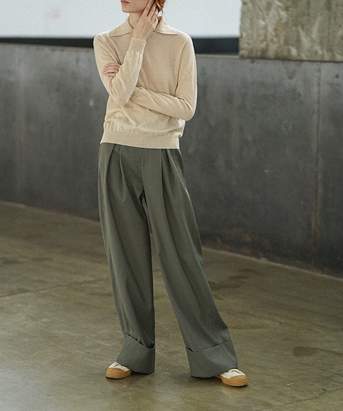 chuclla（チュクラ）の「【LeonoraYang】Box tuck wool wide leg pants chw21a114（その他パンツ・レディース・スモーキーグリーン系/ダークグレー・M/S/L）」の22枚目の写真