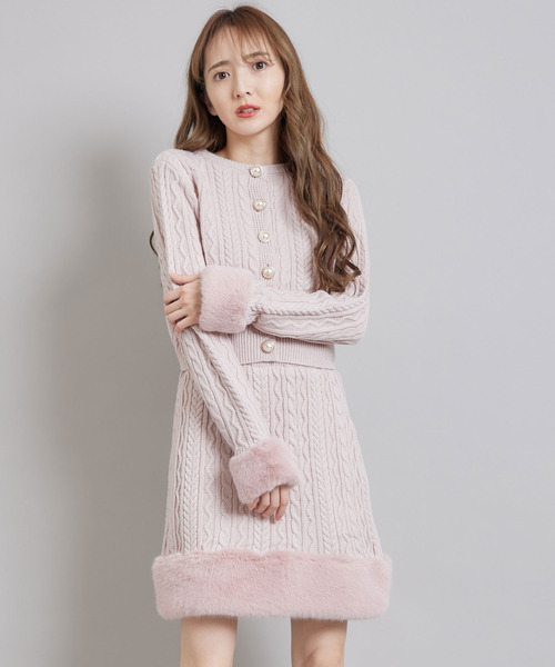 TITTY&CO.（ティティーアンドコー）の「フェイクファーニットスカート（スカート・レディース・ブラック/オフホワイト/ピンク・FREE）」の6枚目の写真