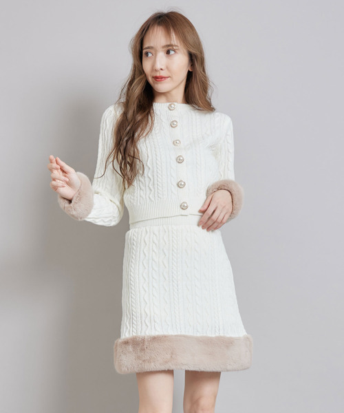 TITTY&CO.（ティティーアンドコー）の「フェイクファーニットスカート（スカート・レディース・ブラック/オフホワイト/ピンク・FREE）」の12枚目の写真