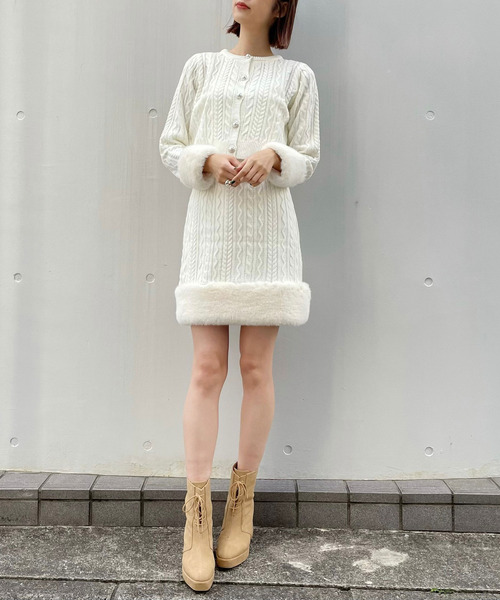 TITTY&CO.（ティティーアンドコー）の「フェイクファーニットスカート（スカート・レディース・ブラック/オフホワイト/ピンク・FREE）」の13枚目の写真