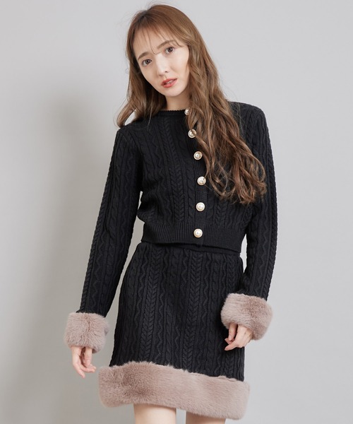 TITTY&CO.（ティティーアンドコー）の「フェイクファーニットスカート（スカート・レディース・ブラック/オフホワイト/ピンク・FREE）」の16枚目の写真