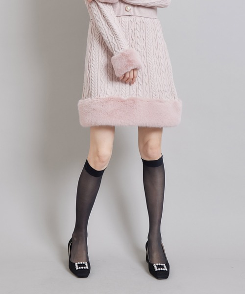 TITTY&CO.（ティティーアンドコー）の「フェイクファーニットスカート（スカート・レディース・ブラック/オフホワイト/ピンク・FREE）」の15枚目の写真