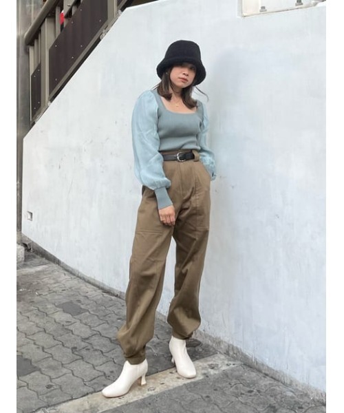 SLY（スライ）の「FATIGUE PT/パンツ（スラックス・レディース・ブラック/ベージュ・1/2）」の21枚目の写真