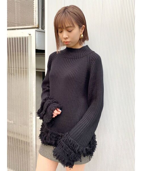 EMODA（エモダ）の「タートルネックフリンジニット（ニット/セーター・レディース・アイボリー/グリーン/ブラック・FREE）」の10枚目の写真