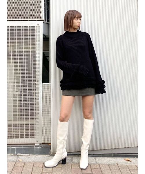 EMODA（エモダ）の「タートルネックフリンジニット（ニット/セーター・レディース・アイボリー/グリーン/ブラック・FREE）」の11枚目の写真