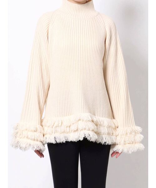 EMODA（エモダ）の「タートルネックフリンジニット（ニット/セーター・レディース・アイボリー/グリーン/ブラック・FREE）」の12枚目の写真