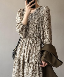 【c.u.l:w】フロントギャザー花柄ワンピース culw159