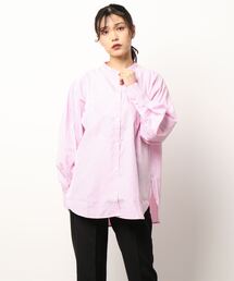 先染めストライプブザム切替ブラウス