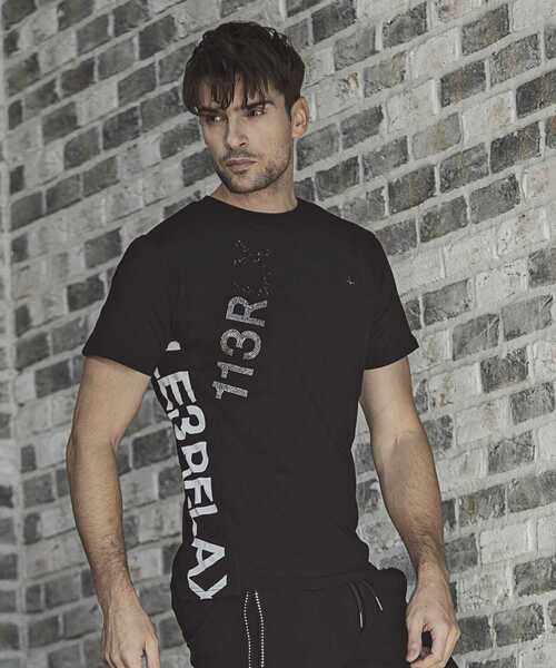 1piu1uguale3 RELAX（ウノピュウノウグァーレトレリラックス）の「【別注】1PIU1UGUALE3 RELAX/ウノピゥ ウノ ウグァーレ トレ リラックス/ランダムラインストーン ロゴTシャツ（Tシャツ/カットソー・メンズ・ホワイト/ブラック・SMALL/MEDIUM/LARGE/X-LARGE/XX-LARGE）」の16枚目の写真