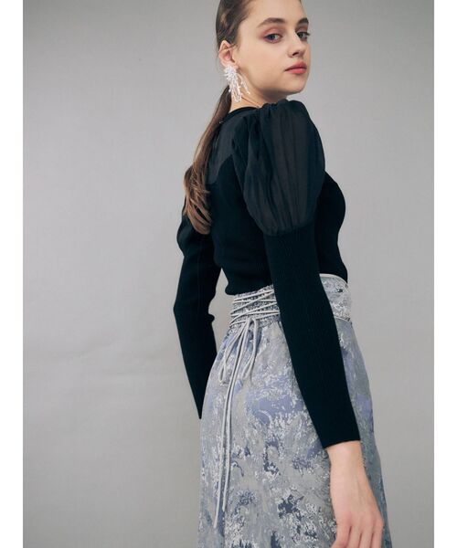 MERCURYDUO（マーキュリーデュオ）の「シアードッキングパワショルリブニット（ニット/セーター・レディース・ライトグレー/ブラック/ラベンダー・FREE）」の5枚目の写真