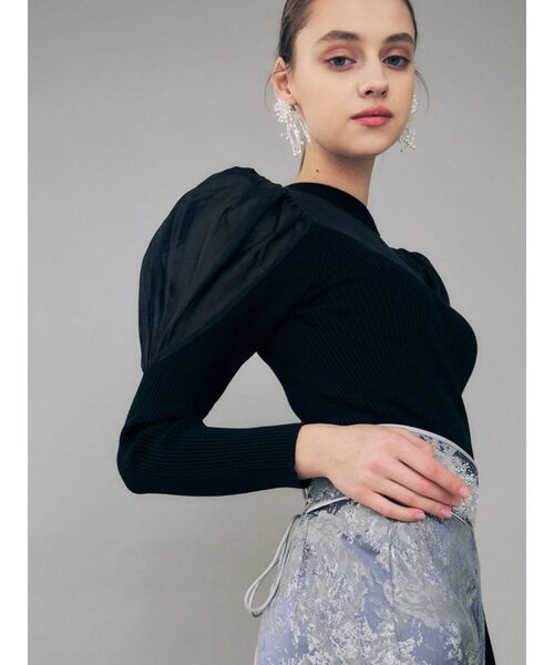 MERCURYDUO（マーキュリーデュオ）の「シアードッキングパワショルリブニット（ニット/セーター・レディース・ライトグレー/ブラック/ラベンダー・FREE）」の6枚目の写真