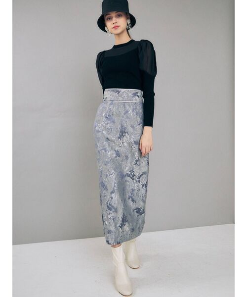 MERCURYDUO（マーキュリーデュオ）の「シアードッキングパワショルリブニット（ニット/セーター・レディース・ライトグレー/ブラック/ラベンダー・FREE）」の10枚目の写真