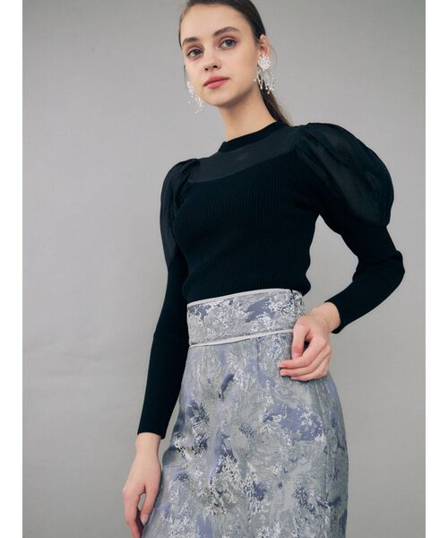 MERCURYDUO（マーキュリーデュオ）の「シアードッキングパワショルリブニット（ニット/セーター・レディース・ライトグレー/ブラック/ラベンダー・FREE）」の11枚目の写真