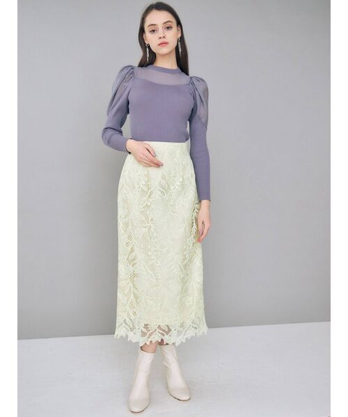 MERCURYDUO（マーキュリーデュオ）の「シアードッキングパワショルリブニット（ニット/セーター・レディース・ライトグレー/ブラック/ラベンダー・FREE）」の12枚目の写真