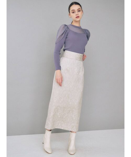 MERCURYDUO（マーキュリーデュオ）の「シアードッキングパワショルリブニット（ニット/セーター・レディース・ライトグレー/ブラック/ラベンダー・FREE）」の17枚目の写真