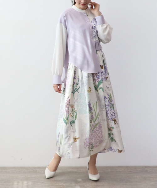 通販 高島屋 フラワープリント配色レイヤードワンピース ワンピース Three Four Time スリーフォータイム のファッション 特価正規品 Arenatheatre Net