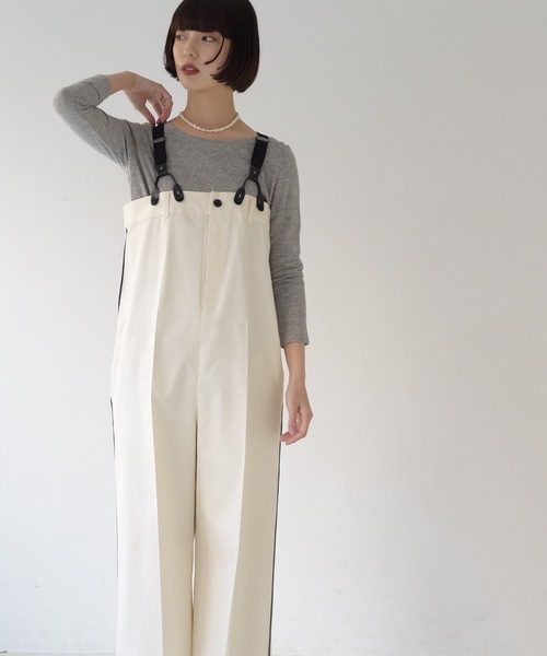 La SRIC（ラスリック）の「La SRIC / サスペンダーオーバーオール（サロペット/オーバーオール・レディース・オフホワイト/ネイビー・38）」の5枚目の写真