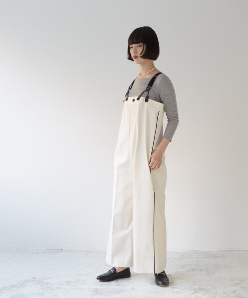 La SRIC（ラスリック）の「La SRIC / サスペンダーオーバーオール（サロペット/オーバーオール・レディース・オフホワイト/ネイビー・38）」の7枚目の写真