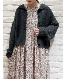 Samansa Mos2 | 柄編み襟付カーディガン(カーディガン/ボレロ)