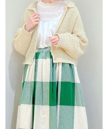 Samansa Mos2 | 柄編み襟付カーディガン(カーディガン/ボレロ)