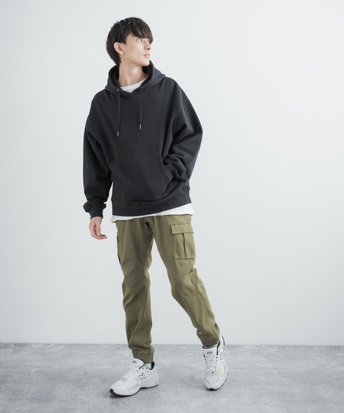Rocky Monroe（ロッキーモンロー）の「ストレッチツイル テーパード イージージョガーカーゴパンツ ワンマイルウェア 無地（カーゴパンツ・メンズ・ライトブルー/ブラック/カーキ/ワンウォッシュ/チャコール・M/L/XL）」の7枚目の写真