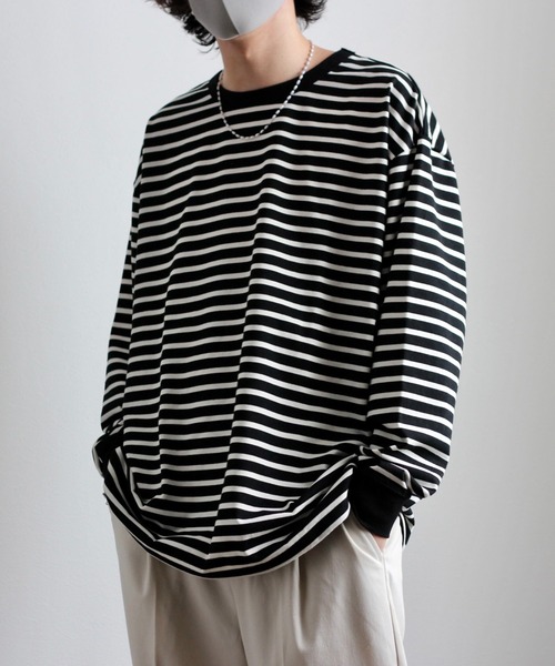 y/m by れぽすけ(イムバイレポスケ)の「ソフトタッチルーズベーシックロンT(Tシャツ/カットソー・メンズ・ブラック/ブルー・MEDIUM/LARGE)」の2枚目の写真