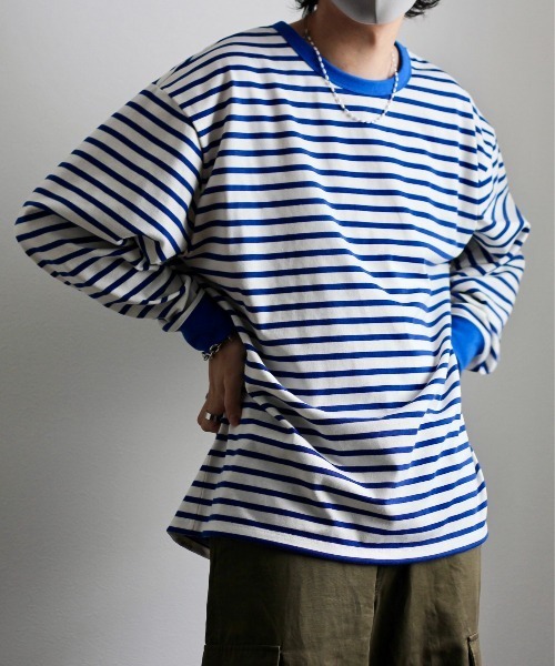 y/m by れぽすけ(イムバイレポスケ)の「ソフトタッチルーズベーシックロンT(Tシャツ/カットソー・メンズ・ブラック/ブルー・MEDIUM/LARGE)」の21枚目の写真