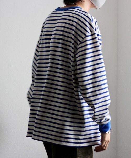 y/m by れぽすけ(イムバイレポスケ)の「ソフトタッチルーズベーシックロンT(Tシャツ/カットソー・メンズ・ブラック/ブルー・MEDIUM/LARGE)」の6枚目の写真