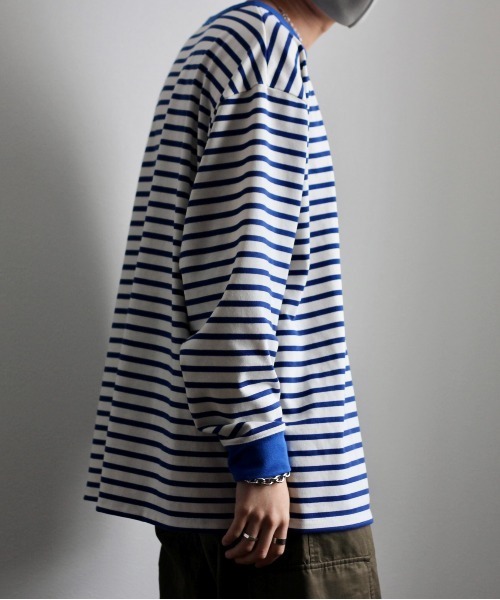 y/m by れぽすけ(イムバイレポスケ)の「ソフトタッチルーズベーシックロンT(Tシャツ/カットソー・メンズ・ブラック/ブルー・MEDIUM/LARGE)」の17枚目の写真