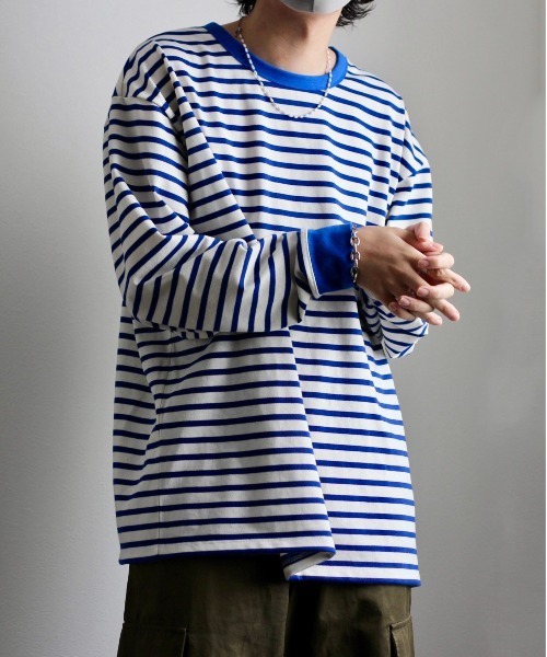 y/m by れぽすけ(イムバイレポスケ)の「ソフトタッチルーズベーシックロンT(Tシャツ/カットソー・メンズ・ブラック/ブルー・MEDIUM/LARGE)」の10枚目の写真