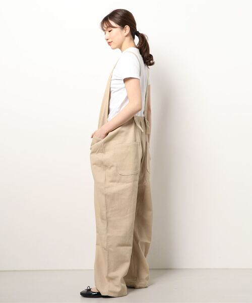 koe（コエ）の「ツイルオーバーオール*（つなぎ/オールインワン・レディース・ブラック/ベージュ・L/M）」の4枚目の写真