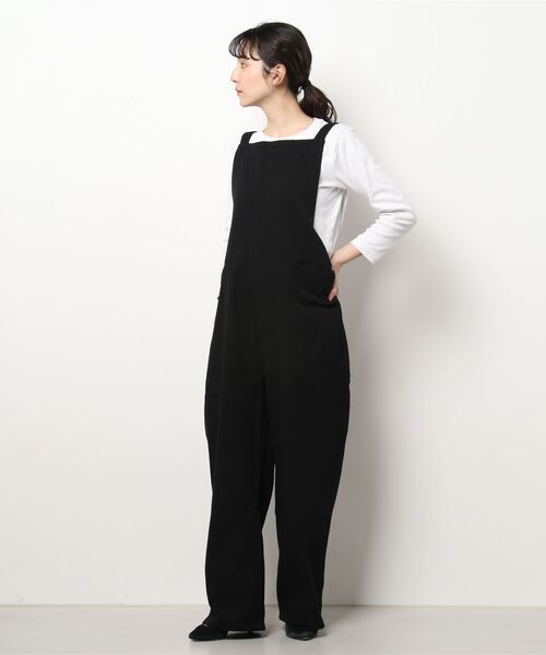 koe（コエ）の「ツイルオーバーオール*（つなぎ/オールインワン・レディース・ブラック/ベージュ・L/M）」の5枚目の写真